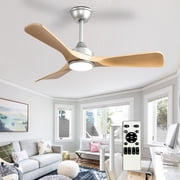 42-Inch Burlywood Ceiling Fan with Light Indoor Outdoor Use Ceiling Hanging Fan, Remote Control, High Efficiency with Quiet DC Motor, Timer Function