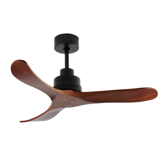 42-Inch Ceiling Fan Without Light, Solid Wood Blades, Downrod Mount for Sloped Ceiling, Reversible Quiet DC Motor, Remote Control with 6 Speeds & Timer, Energy Saving for Bedroom Living Room