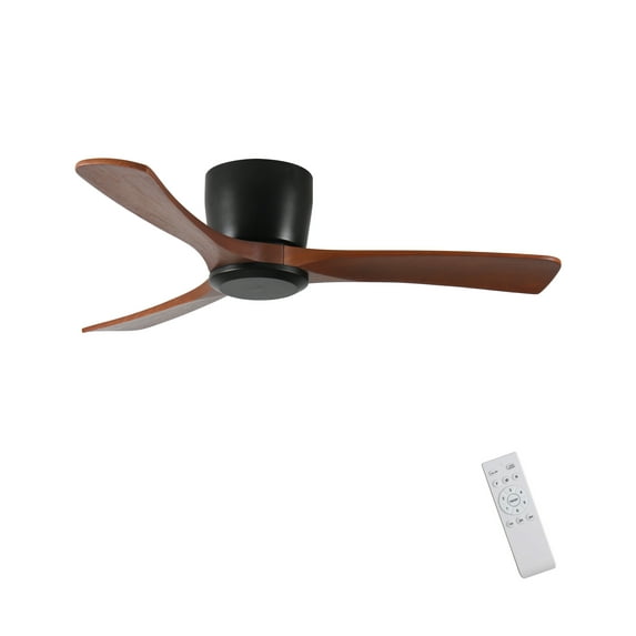 42 Inch Ceiling Fan no light with Control, Low Profile Flush Mount Ceiling Fan without Light,Noiseless Reversible DC Motor with Timer