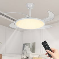 42 Inch Ceiling Fan with Light and Remote Control Retractable Blades Dimmable 3-Color White