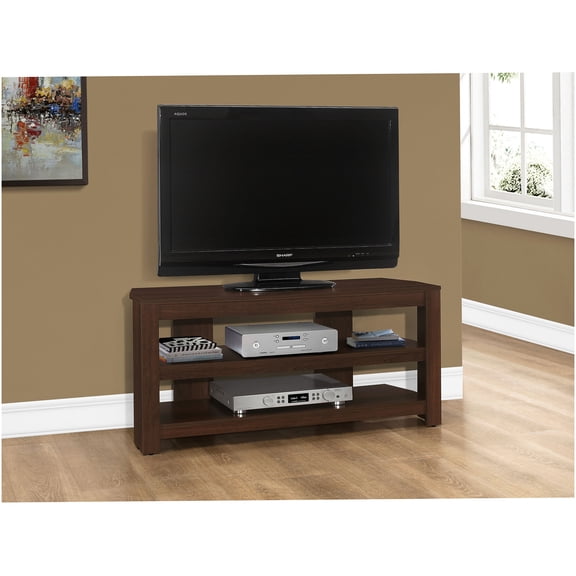 42 Inch Cherry TV Stand, Modern Media Console with Open Shelves for Living Room or Bedroom
