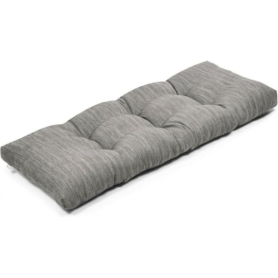 42 Inch Classic Solid Color Bench Cushion with Ties, Super Soft Indoor Outdoor Rectangle Bench Seat Cushion Standard Size Foam Pad with Non-Slip Bottom - One Pad Only (Grey, 42x15x3in)