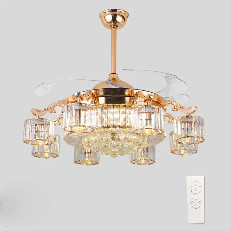 42 Inch Crystal Invisible Fan Lamp For Living Room Dining Room Ceiling