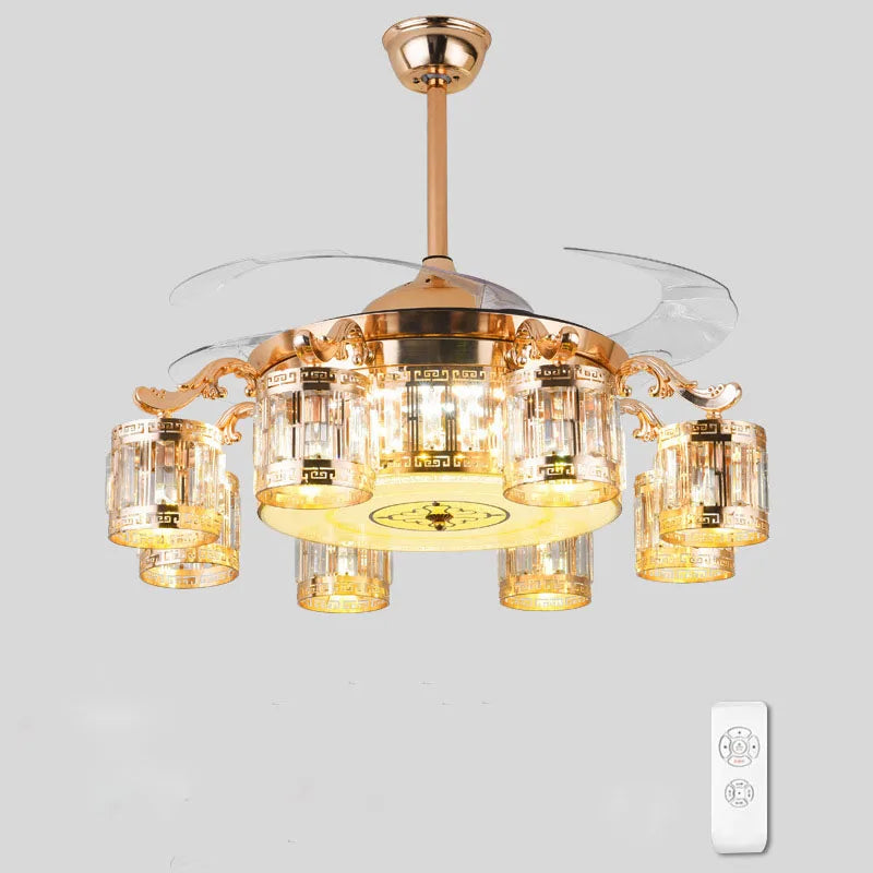 42 Inch Crystal Invisible Fan Lamp For Living Room Dining Room Ceiling