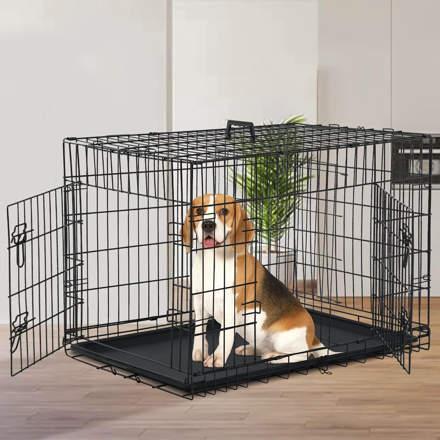42 Inch Dog Crate Dog Cage for Large Dogs Folding Mental Wire Dog ... - Insulated Dog Crate With Removable Panels