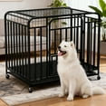 thumbnail image 1 of 42 Inch Dog Crate Kennel with Wheels, 200lbs Capacity Escape Proof Dog Cage, with Removable Plastic Tray,Black, 1 of 9