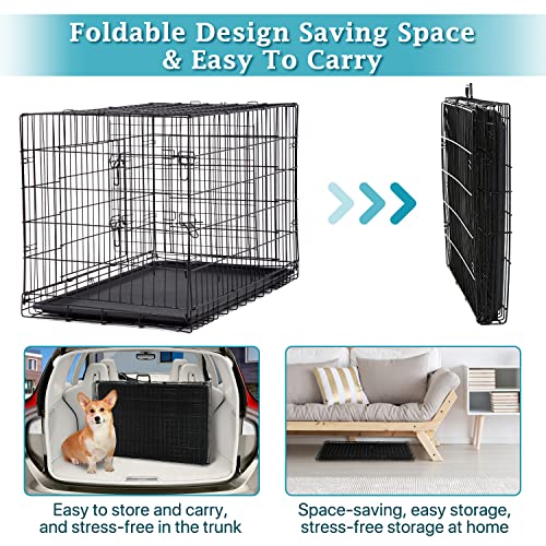 42 Inch Dog Kennel Dog Crate Wire Cage Foldable XL Dog Cages for Medium