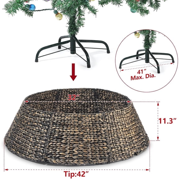 42 Inch Extra Large Christmas Tree Collar - Black Wash