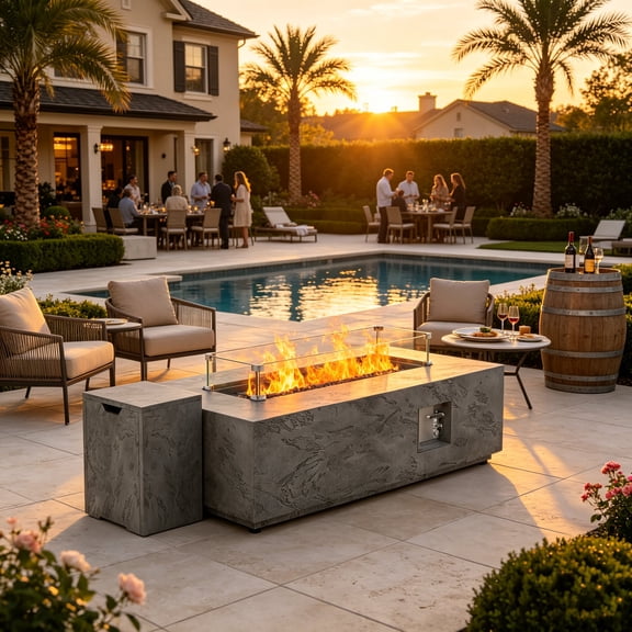 Hakunofo Fire Pit Table, Black Propane Outdoor Heating Firepit, 50,000 ...