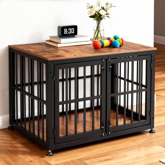 42 Inch Heavy Duty Dog Crate Furniture for Large and Medium Dogs, Decorative Pet House End Table, Wooden Cage Kennel Furniture Indoor, Waterproof Wooden Plank/Max Load Capacity 300lbs