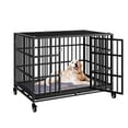thumbnail image 1 of 42 Inch Heavy Duty Dog Crate with Wheels，Indestructible Escape-Proof Dog Cage for Large Dogs, Extra Large XL XXL Indestructible Dog Crate with Removable Tray., 1 of 6