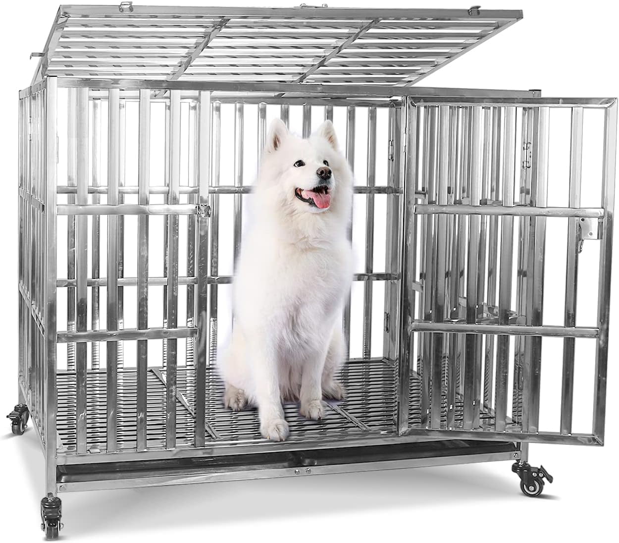 42 Inch Heavy Duty Dog Crates for Large Dogs, Stainless Steel