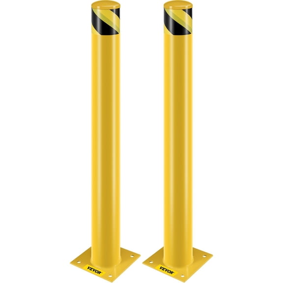 42 Inch Height 4.5 Inch Diameter Steel Safety Bollard Post with 8 Anchor Bolts Yellow for Traffic Sensitive Areas