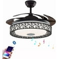 thumbnail image 1 of 42 Inch Invisible Ceiling Fan with Light and Remote Control, Creative Bluetooth Retractable Blades Chandelier Fans with 3 Lights Change and 3 Speeds for Bedroom Dining Room, 1 of 7