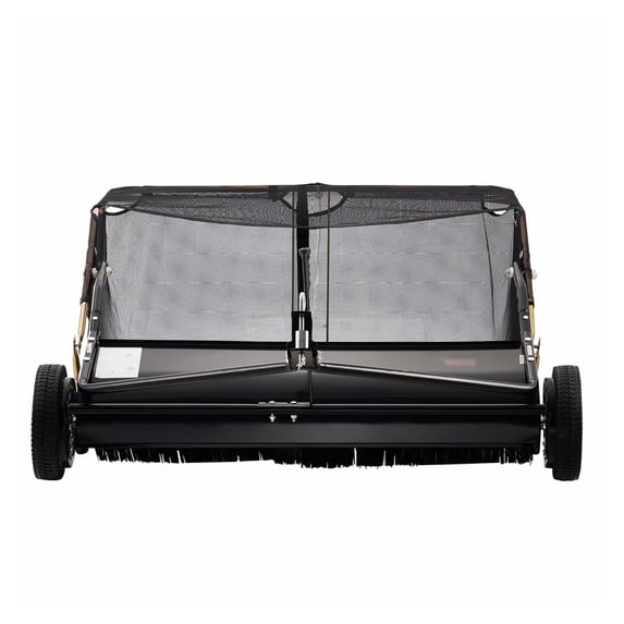 42 Inch Lawn Sweeper Tow Behind, 12 cu ft Grass Collector, Heavy Duty Leaf Sweeper for ATV UTV Tractor, Adjustable Height Debris Collector with Dump Rope