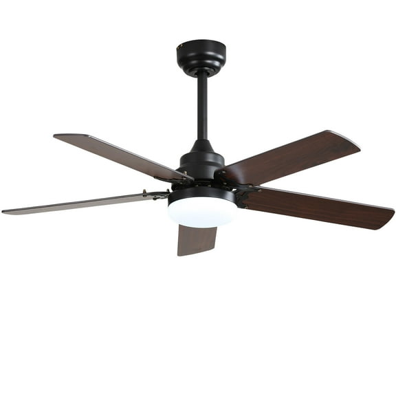 42 Inch Low Profile Ceiling Fan with Led Light And Remote Control, Reversible Dc Motor, 5 Blades for Bedroom, Living Room, 3 Mounting Options, Dimmable Light, Black