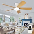 thumbnail image 1 of 42-Inch Low Profile Ceiling Fan with Light - Dimmable LED, 6-Speed and 3 CCT, Quiet DC Motor, Remote Control, 5 Burlywood Blades for Indoor/Outdoor, 1 of 9