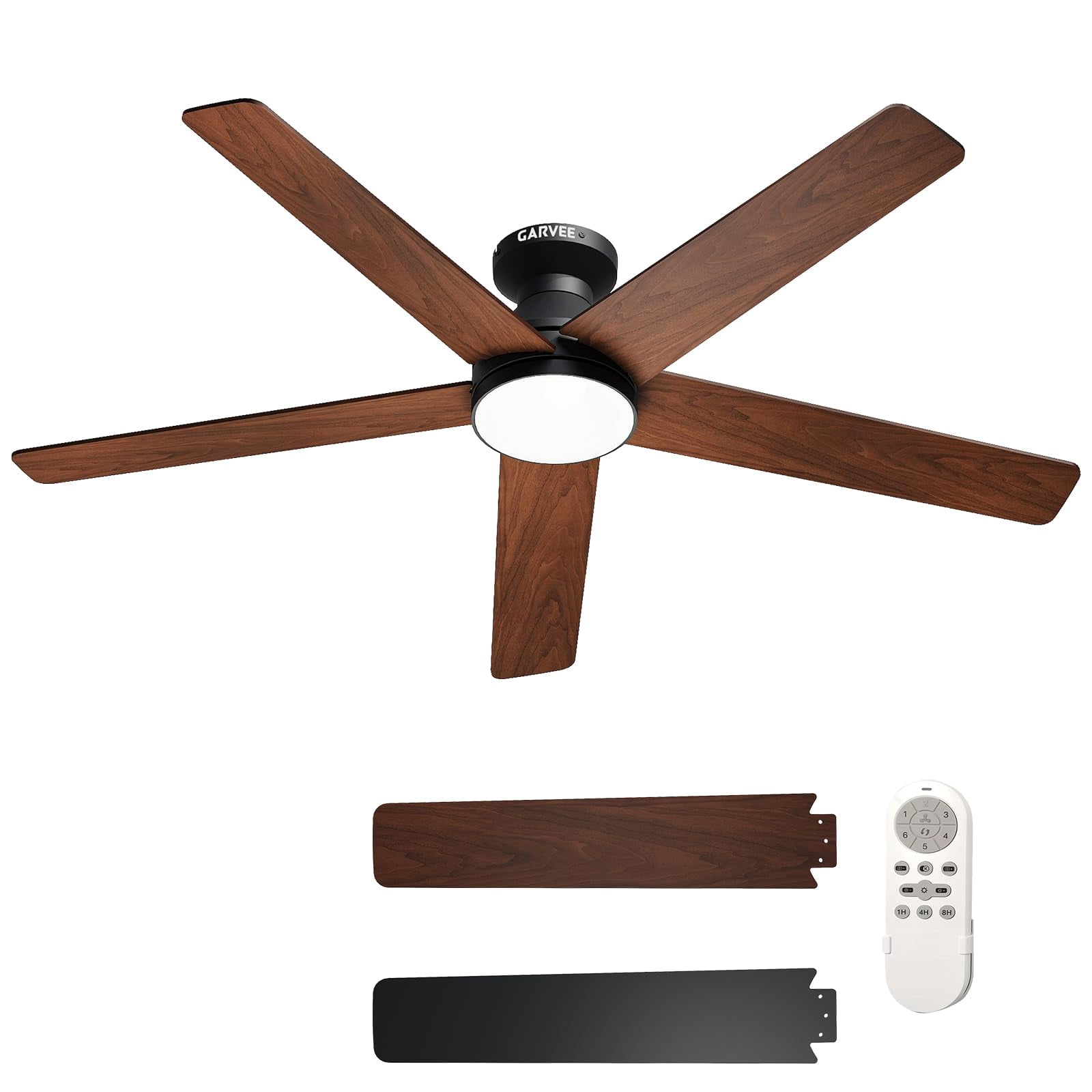 42 Inch Low Profile Ceiling Fan with Light and Remote – Modern Flush Mount DC Motor LED Dimmable 5-Blade Fan for Bedroom Living Room