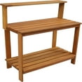 42Inch Meranti Wood Outdoor Potting Bench with Storage Shelf Teak