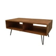 thumbnail image 1 of 42 Inch Modern Cocktail Coffee Table with Open Compartments, Brown Wood Top, Saltoro Sherpi, 1 of 5