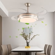 42 Inch Modern LED Ceiling Fan with Light and Remote Control, Retractable Blades, 6-Speed DC Motor, Quiet Operation for Living Room Bedroom, Brushed Nickel