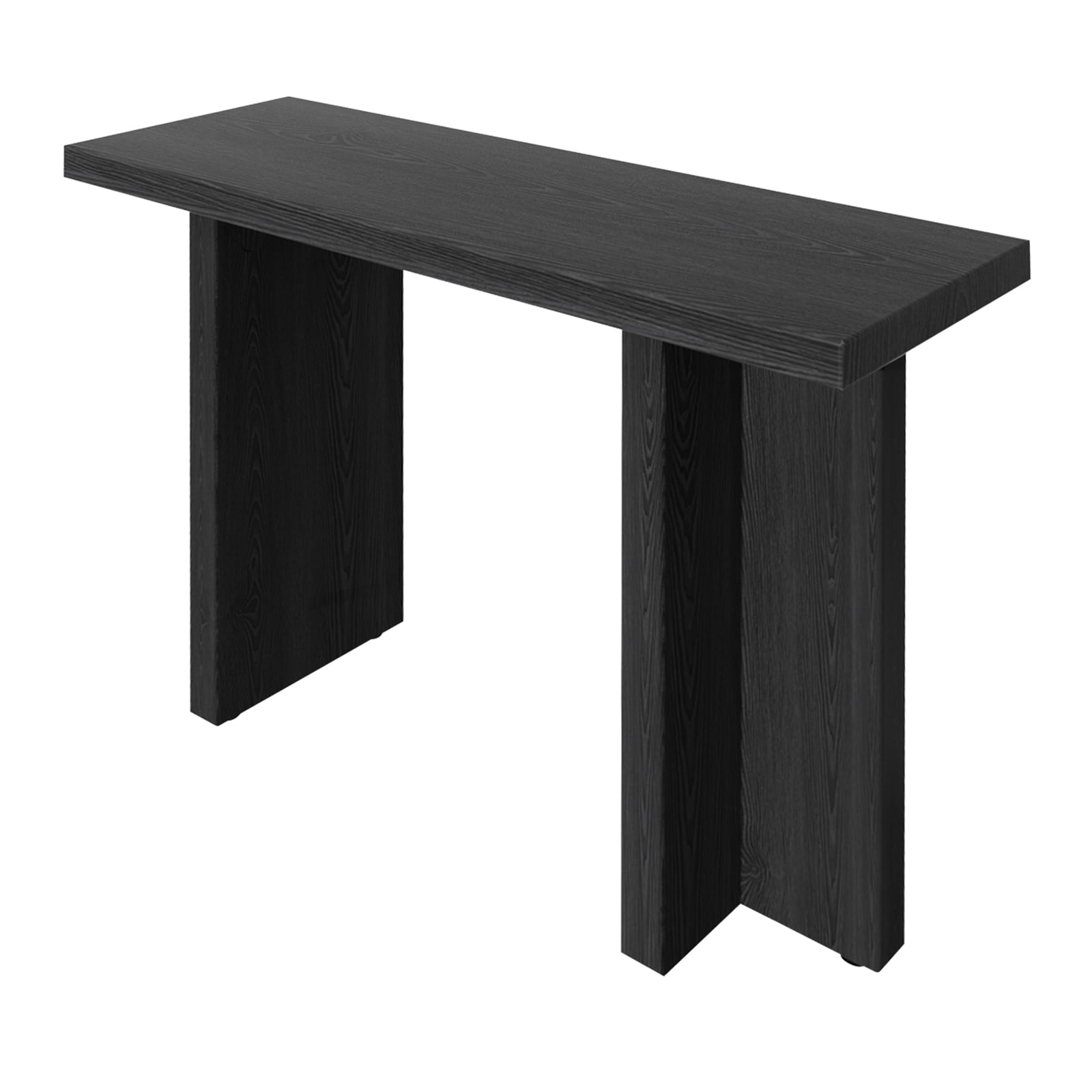 42 Inch Narrow Entryway Console Table, Black Relief 3D Textured MDF Sofa Table with Sturdy T-Shaped Legs, Space Saving Hallway Accent Table for Living Room Foyer