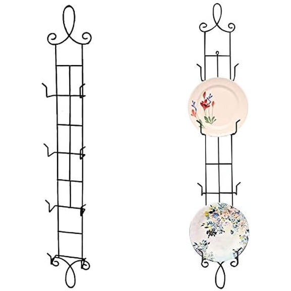 42 Inch Plate Hangers Wall Display Rack 2 Pack Metal 4-Tier Vertical Heavy Duty Holder for Collectible Plates Picture Frames Artwork Taiwan Made Black$$Home Decor, Kitchen, & Other