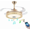 thumbnail image 1 of 42 Inch Retractable Ceiling Fan with Light and Remote Control, Modern Bluetooth Music Invisible Chandelier Fans with 3 Lights Level and 3 Speeds for Bedroom Dining/Living Room, 1 of 9