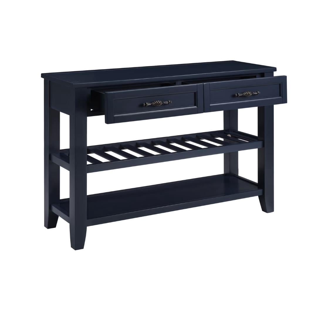 42 Inch Retro Design Console Table Two Open Shelves Solid Wood Frame ...