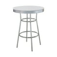 thumbnail image 1 of 42 Inch Round Bar Table, Ribbed Apron, Glossy White Lacquer, Retro Style, 1 of 5