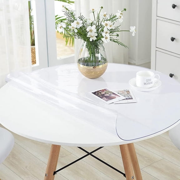 42 Inch Round Clear Table Cover Protector Glass Desktop Vinyl End PVC Plastic Tablecloth Circle for Kitchen Dining Room Wood Furniture Circular Wipeable 1.5mm Thick