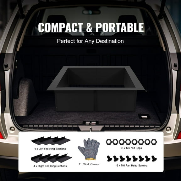 42 Inch Square Fire Pit Liner, DIY Steel Fire Ring Insert for Outdoor Wood Burning Fire Pits