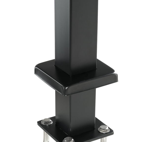 Cable Railing Post, 42" x 2" x 2" Steel Level Deck Railing Post Without Holes, SUS304 Stainless Steel Cable Rail Post, Stair Handrail Post with Horizontal and Curved Bracket, 1-Pack, Black
