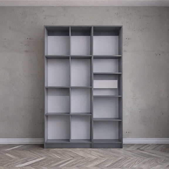 42 Inch Wide 9-Shelf Particle Board 2-Piece Bookcase Storage Set, Modern Style for Indoor Home Organization