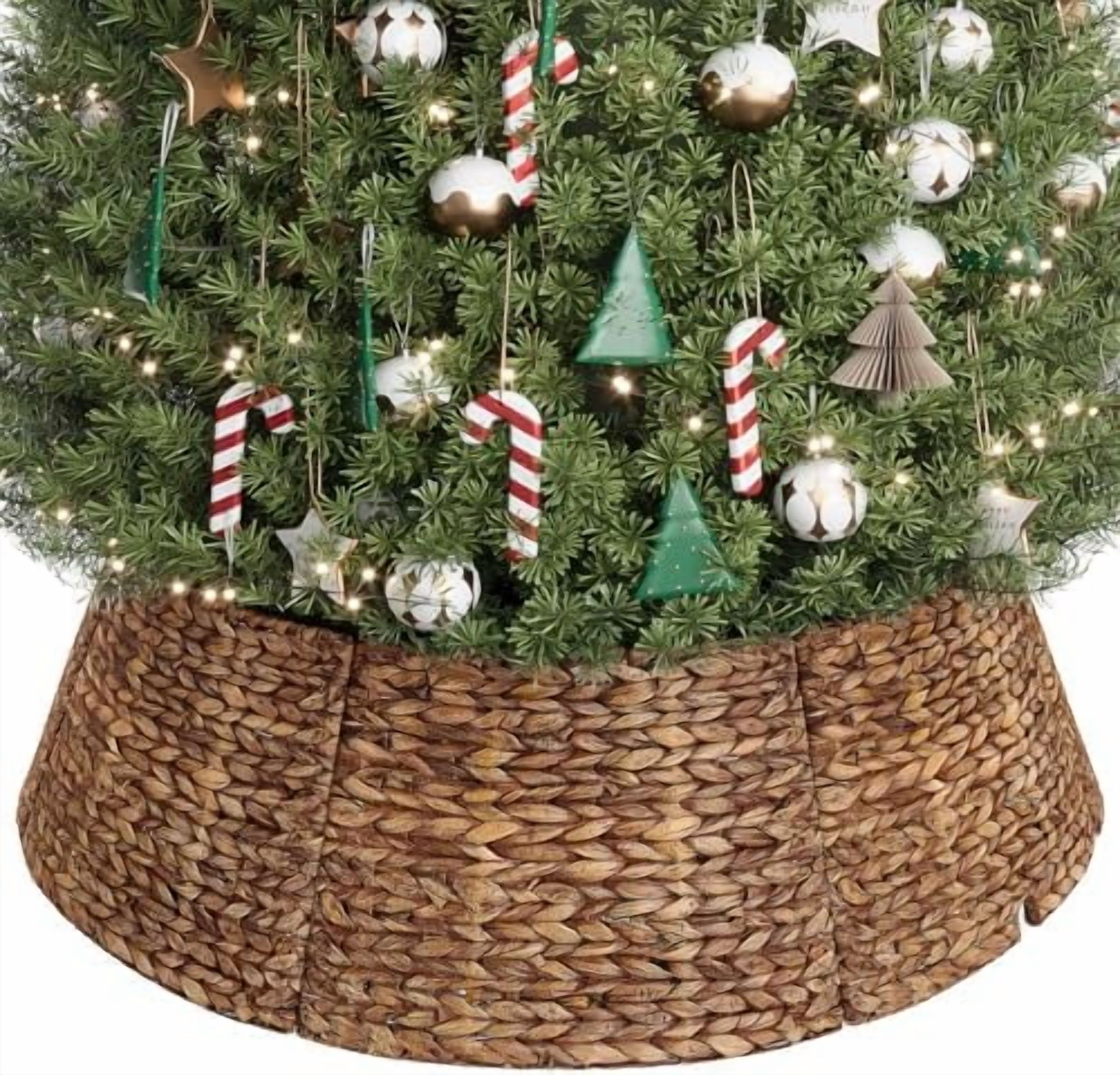 42-Inch Woven Rattan Christmas Tree Collar, Stylish Hyacinth 8-Piece ...
