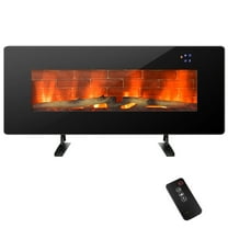 42 Inches Electric Fireplace, Freestanding & Wall-Mounted Electric Heater, 1400W Electric Fireplace with Timer, Remote Control, Touch Screen, 7 Flame Colors, Overheating Protection