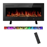 edx 36"Electric Fireplace, 1500W, 13 Adjustable Flame Colors, 12-Hour Timer, Low-Noise Design, Supports Wall-Mounted/Freestanding/Built-In Installation