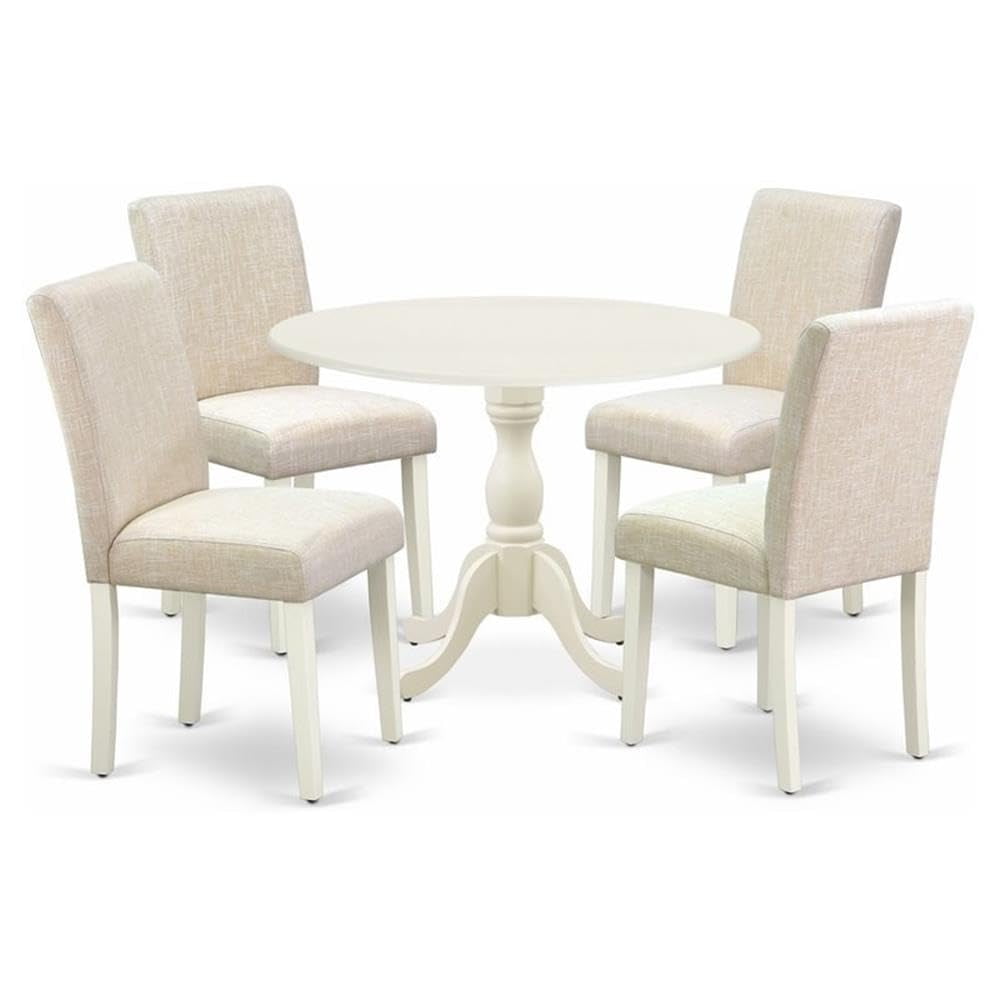42 Inches Round Glass Dining Table Set for 4, 5 Piece Modern Circle ...