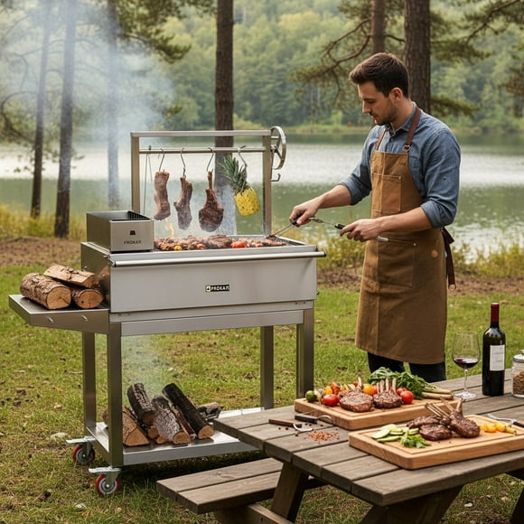 42" Infinity SS304 Argentine Charcoal and Wood BBQ Grill