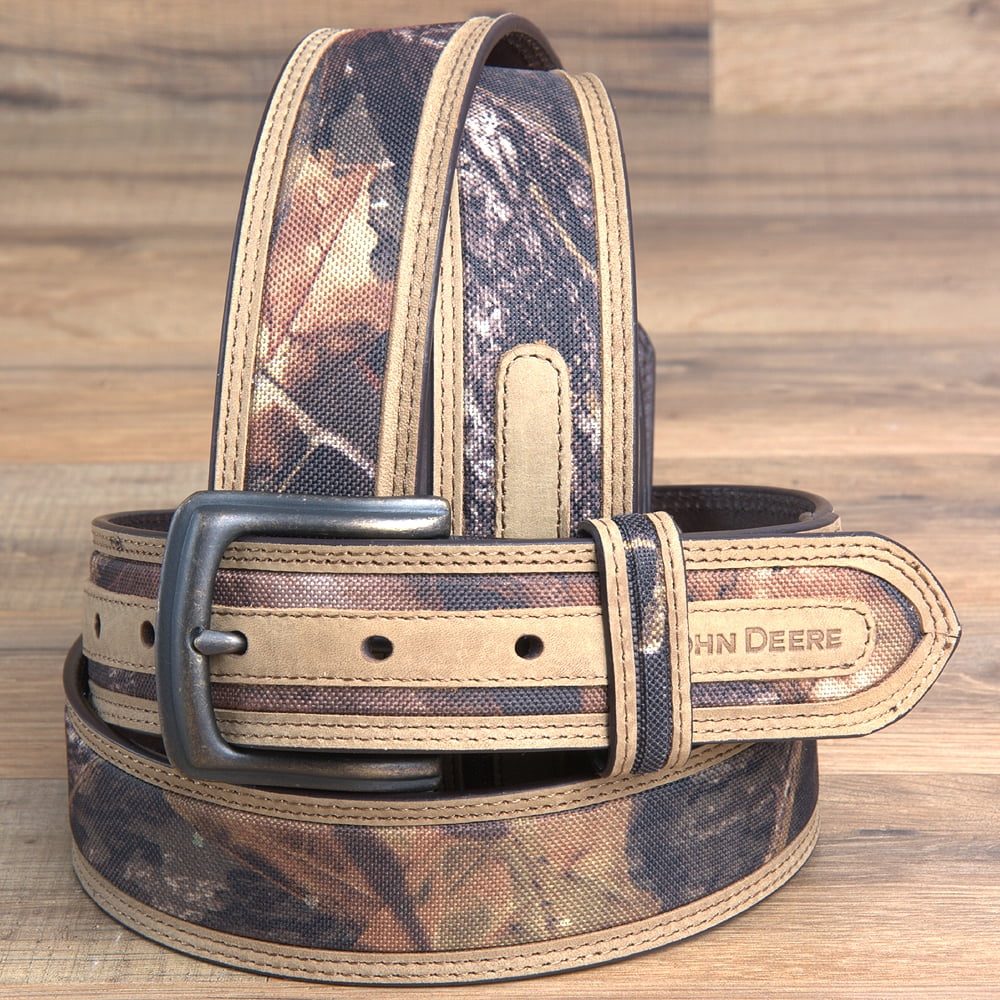 38 In John Deere Mens Casual Look Crazy Horse Leather Belt Camouflage Brown Walmart