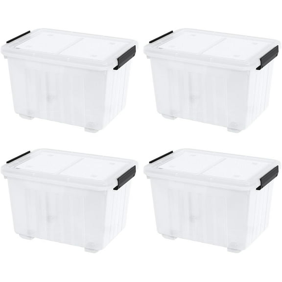 42 L 4 Packs Plastic Storage Box with Latching Lid, Clear Storage Container Bins