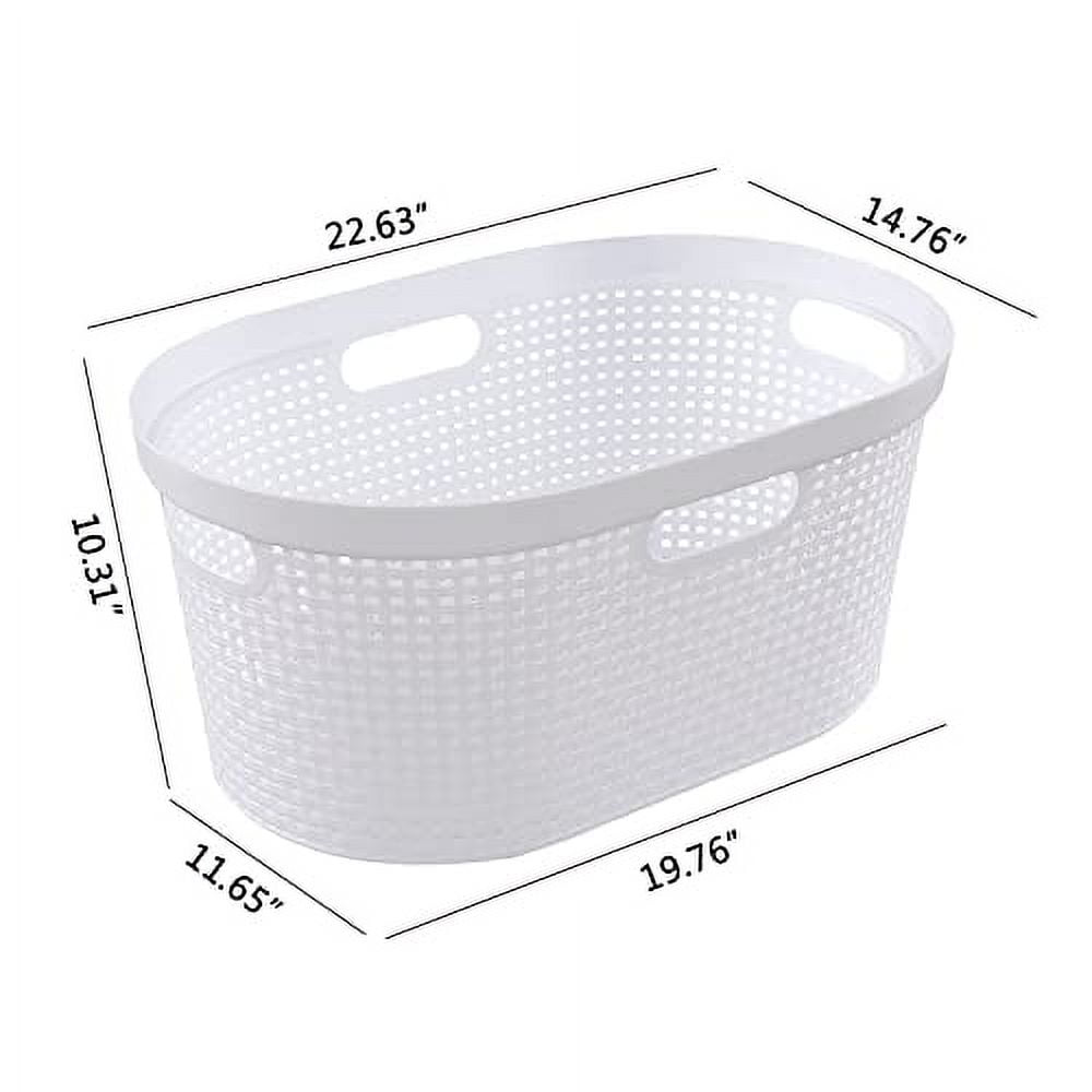 42 L Hip Hugger Laundry Basket, White Plastic Dirty Clothes Basket, 4-Pack