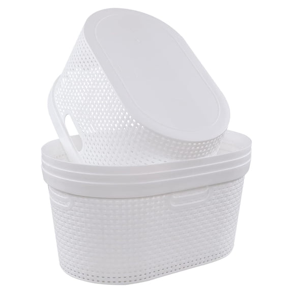 42 L Hip Hugger Laundry Basket, White Plastic Dirty Clothes Basket, 4-Pack