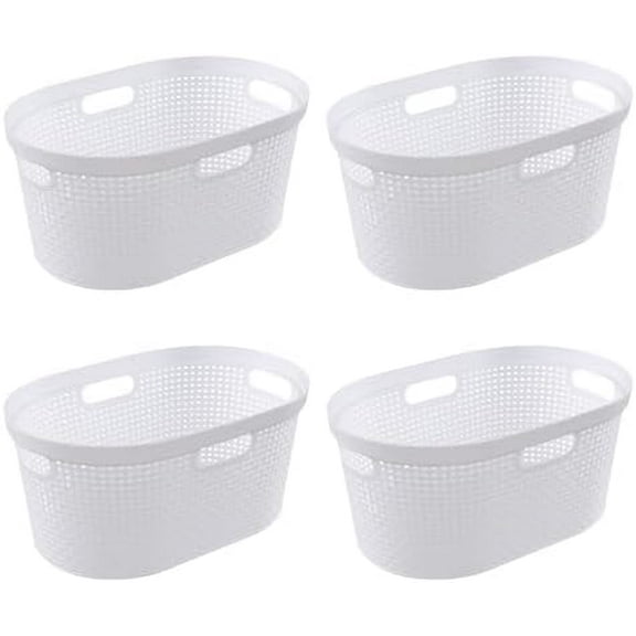 42 L Plastic Laundry Hamper, Plastic Laundry Basket with Cut-Out Handles, 4 Packs$$Home Decor, Kitchen, & Other