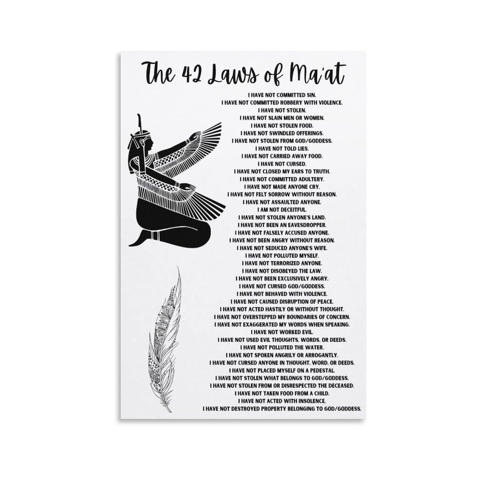 42 Laws of Maat Poster Ancient Egyptian Art Canvas Wall Art for Home