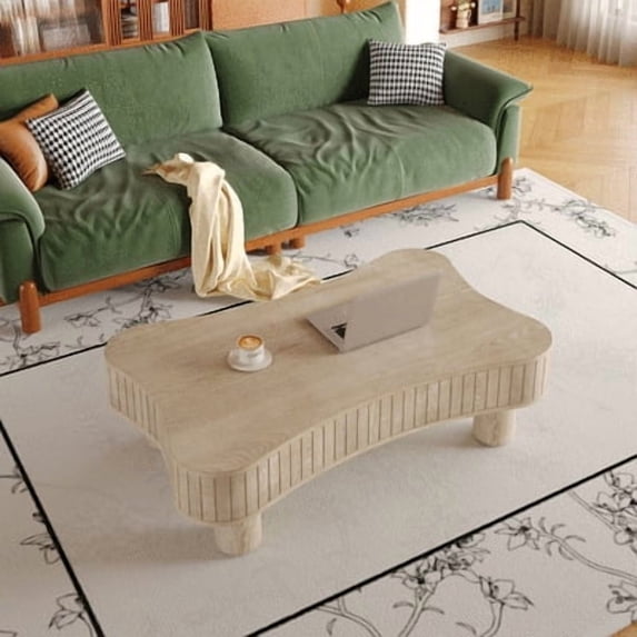 42" Lift Top Coffee Table with Hidden Storage, Wooden Center Table with Silent Hydraulic Lift, Curved Safety Corners Small Coffee Table for Living Room, Apartment, Antique Natural