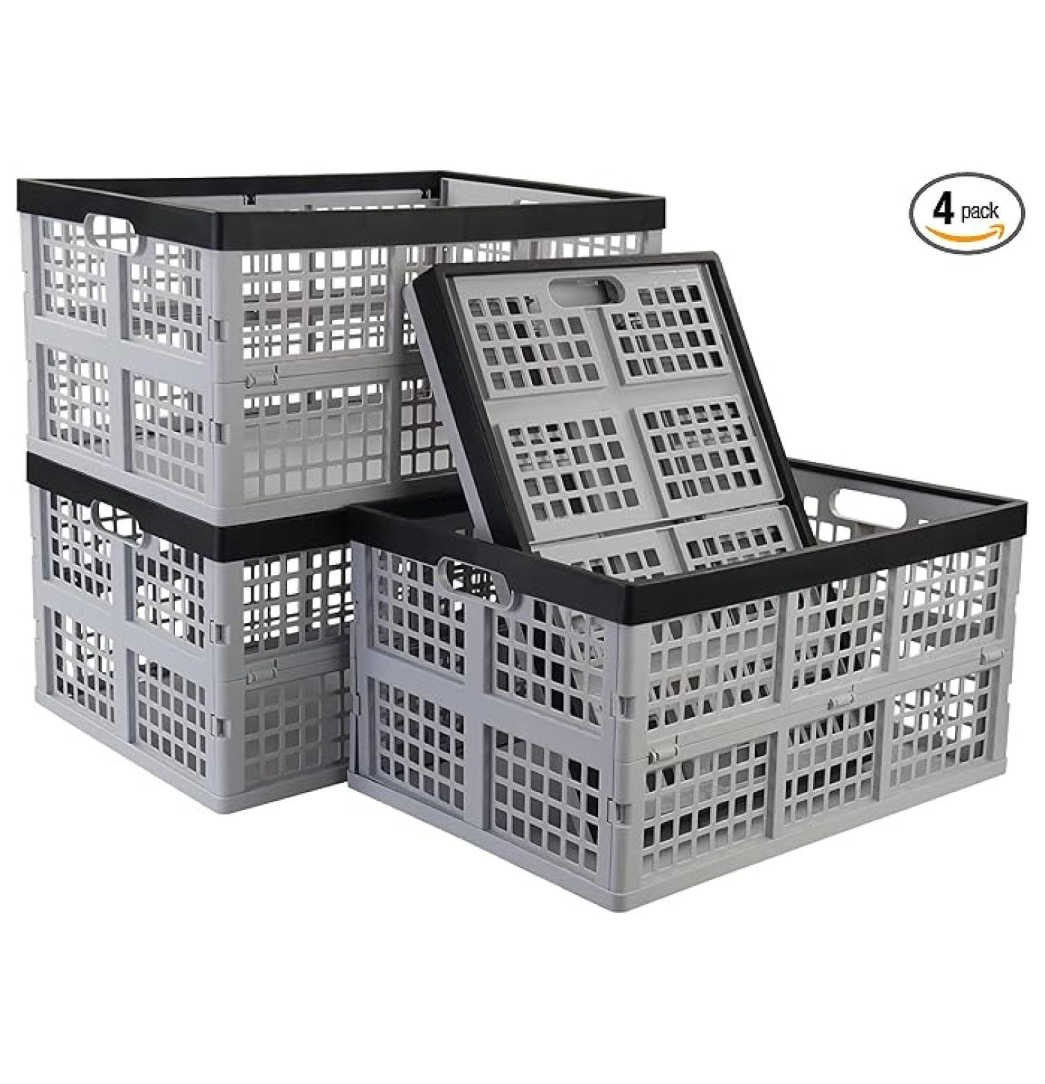 SAMMART Collapsible Plastic Storage Crate