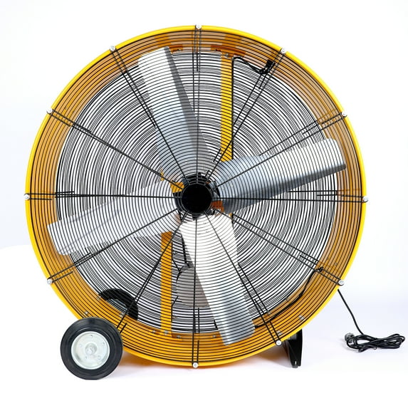 42" Metal Industrial Drum Fans, Heavy Duty High Velocity Floor Fan, Yellow