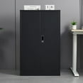 thumbnail image 1 of 42" Metal Storage Cabinet Folding File Cabinet with Locking Doors for Home Office Warehouse School Garage, Black, 1 of 7