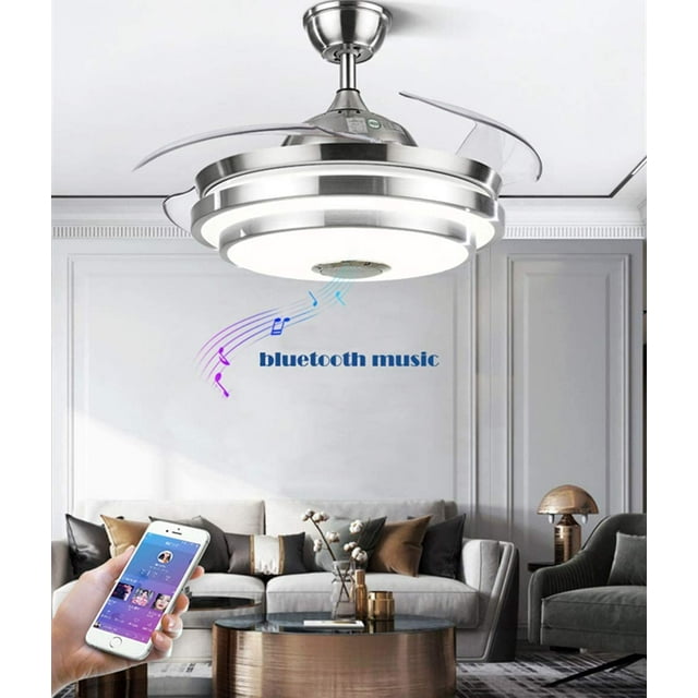42" Modern Bluetooth Ceiling Fan with Dimmable Light and Speaker Remote